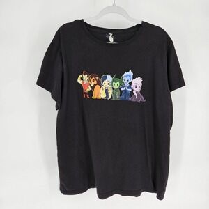 Disney Villains T-Shirt Women 2XL Black Chibi Graphic Gaston Scar Cruella Ursula